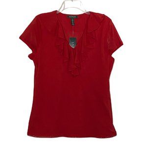 Ralph Lauren Red Ruffle Top Size XL